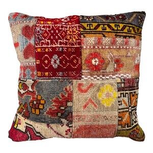 SUNDANCE Turkish 100% Wool AMARNA 24" Throw Pillow w/Insert Down Kilim Rug Multi